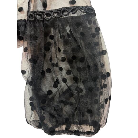 Touch Me Brand Black Sheer Lace Mesh Top Women's M-Swiss Dot Romantic whimsygoth - Picture 10 of 10